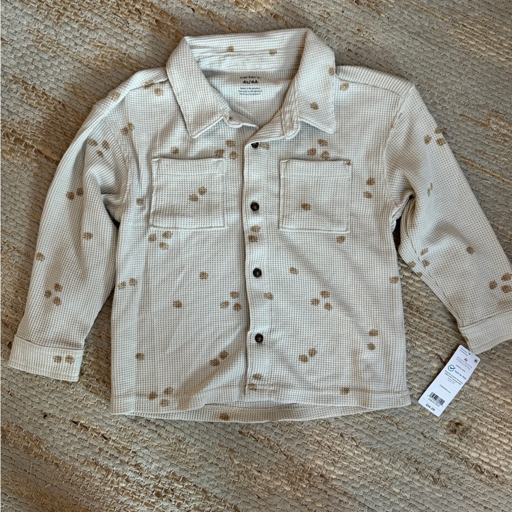 NWT Carter's Cream Waffle Knit Top with Acorns